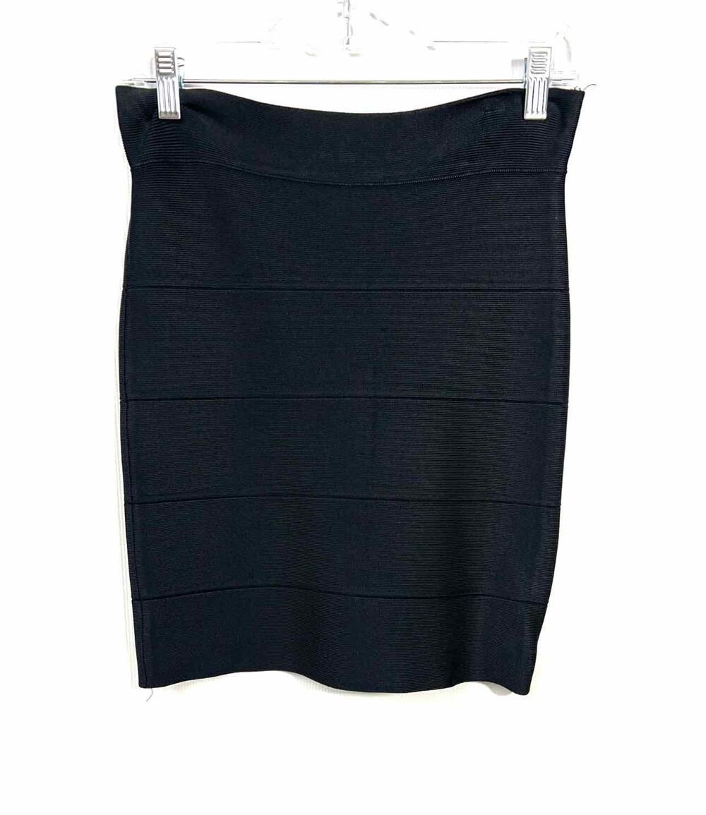 BCBGMaxazria Size M Black Banded Stretch Designer Skirt